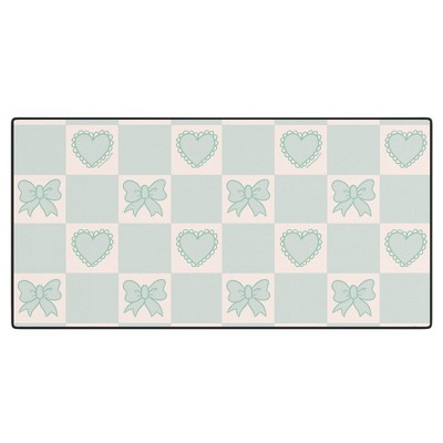 Doodle By Meg Blue Bow Checkered Print Desk Mat