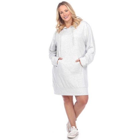Women's Plus Size Hoodie Sweatshirt Dress Heather Grey 1x White Mark : Target