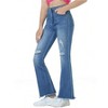 Mocamel Girl's Horn Straight High Waist Jeans with Ripped Wear and Tear Design Suitable for Casual and Daily - 2 of 4