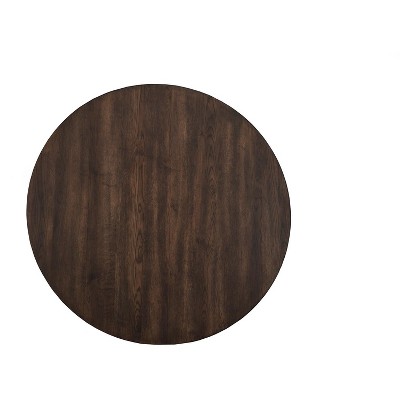 Burnished Dark Oak Round Wood Dining Table with Four Legs