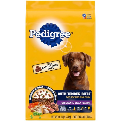 Pedigree with Tender Bites Chicken & Steak Flavor Adult Complete & Balanced Dry Dog Food - 14lbs - image 1 of 4