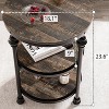 GustoWave Round End Table With Storage Shelves, 3-Tier Round Farmhouse Side Table W/Mental Support Legs For Living Room Bedroom ，Dark Oak - 2 of 4