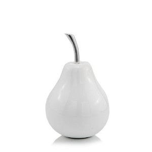 HomeRoots White Coated Mini Pear Shaped Aluminum Accent Home Decor - 1 of 3