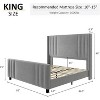 AMERLIFE Velvet Upholstered Platform Bed with Vertical Channel Tufted Headboard/Wingback - 4 of 4