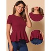 INSPIRE CHIC Women's Short Sleeve Round Neck Stretch Business Classic Peplum Top - 2 of 4