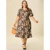 Agnes Orinda Women's Plus Size Regular Fit Elegant Short Sleeve Floral Pattern A Line Dresses - 3 of 4