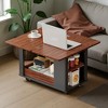 Mshliw 27.6" Modern Coffee Table with Foldable Top & Casters, Multi-Tier Storage Side Table for Living Room or Office - 3 of 4