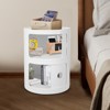 YIYIBYUS Round Bedside Table White End Table with Storage - 2 of 4