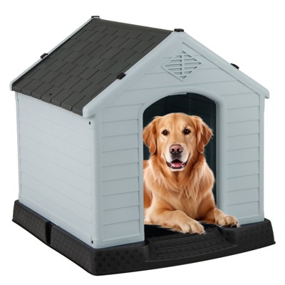 Tangkula Dog House Pet Puppy Shelter Waterproof Indoor/Outdoor Ventilate Gray
