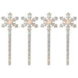Northlight 4ct Snowflakes Christmas Pathway Marker with Lawn Stakes - Clear Lights