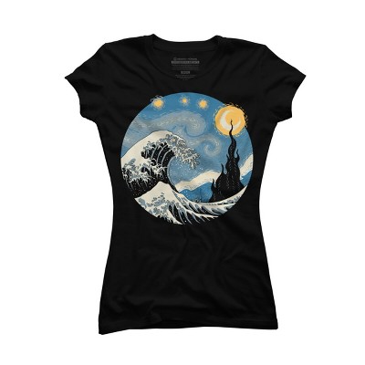 Junior's Design By Humans The Great Starry Wave By vincenttrinidad T-Shirt