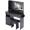 NicBex Vanity Desk with Mirror 41" Vanity with Sliding Mirror and Built-in Socket, Makeup Table Set with Cushioned Stool, Hair Dryer Stand - 3 of 4