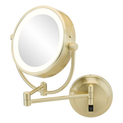 Brushed Brass LED Wall Mounted Magnifying Mirror