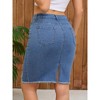 INSPIRE CHIC Women's Ripped Raw Hem High Waisted Stretch Summer Above the Knee Casual Denim Skirts - 4 of 4