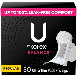 U by Kotex Balance Ultra Thin Regular Pads with Wings - Unscented - 1 of 4