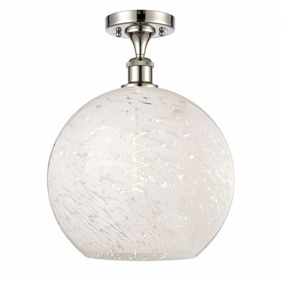 White Mouchette - 1 Light Semi-Flush Mount In Modern Style-14.75 Inches Tall and 12 Inches Wide