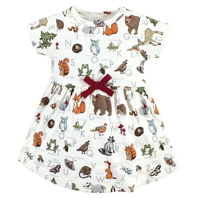 Touched by Nature Baby Girls Organic Cotton Dress and Cardigan, Woodland Alphabet, 5 of 6