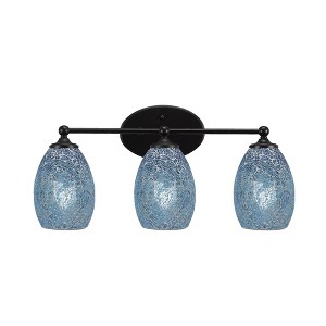 Toltec Lighting Capri 3 - Light Vanity in  Matte Black with 5" Turquoise Fusion Shade - 1 of 1