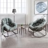 PAGED Oversized Rattan Accent Chair with Detachable Cotton Cushion, Patio Rocking Recliner Egg Chair for Porch & Backyard - 3 of 4