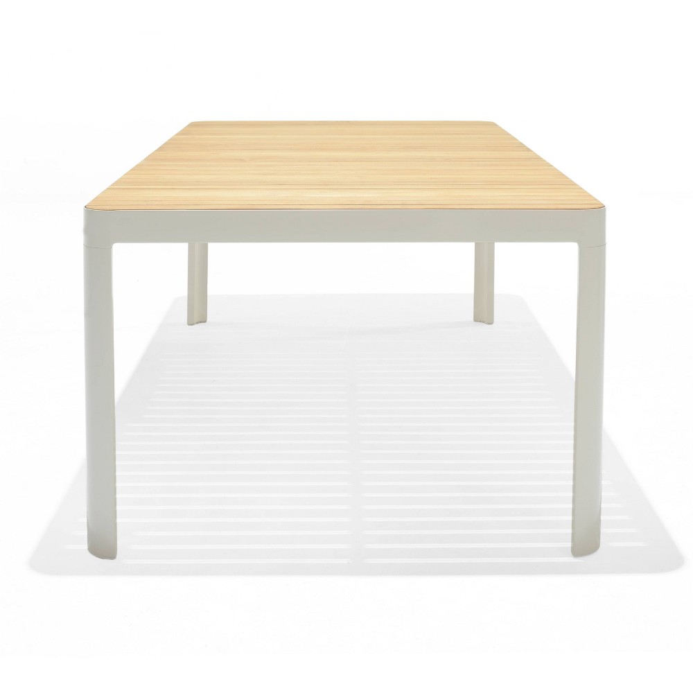 Photos - Coffee Table Amazonia Teak Rectangular Outdoor Patio Dining Set White: , All-Weather, Seats 8