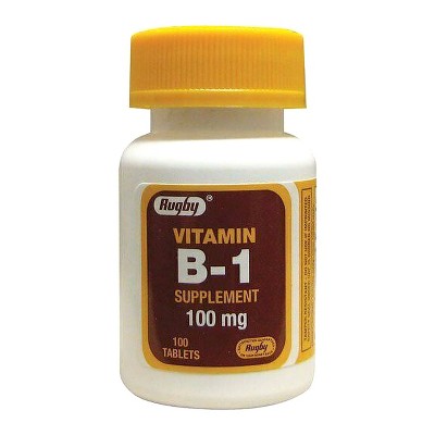 Rugby Vitamin B-1 100mg Supplement Tablets, 100 Count