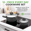 NutriChef 12-Piece Non-Stick Cookware Set with Metallic Ridge-Line Pattern NCCW12S - Multi-Sized Pots & Pans - 3 of 4