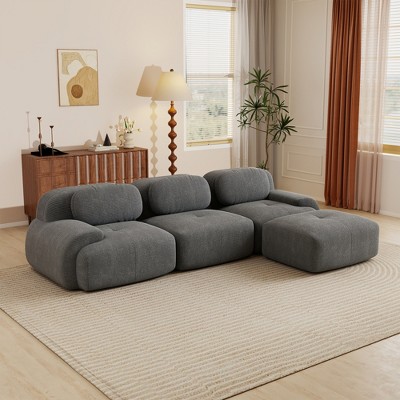 Aukfa Modular Corduroy Sectional Sofa with Ergonomic Support - Pet Friendly, Easy Assembly, Non-Slip Base Design