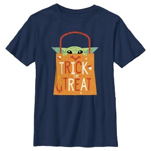 Boy's Star Wars The Mandalorian Halloween Grogu Trick or Treat Bag T-Shirt - 1 of 4