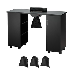 VEVOR Manicure Table, Nail Table Station with Electric Dust Collector, Moveable Nail Tech Desk with 8 Wheels (4 Lockable), 3 Dust Bag & Wrist Rest - 1 of 4
