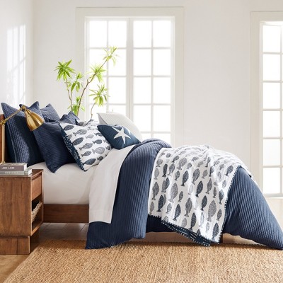 Navy Twin Cotton Waffle Weave Comforter Set