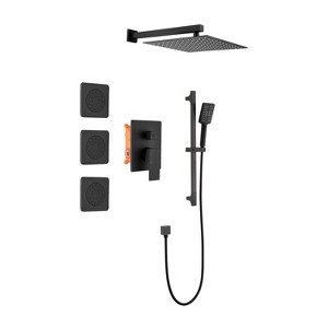 Shower System with Shower Head, Hand Shower, Slide Bar, Bodysprays, Shower Arm, Hose, Valve Trim, and Lever Handles - 1 of 1