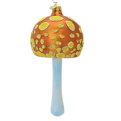 Morawski Large Gold Mushroom W/ Glittered Spots 8 Inch, Glass Ornament Toadstool Fungi Spring Summer 19326 8.0 Inch Large Gold Mushroom W/ Glittered