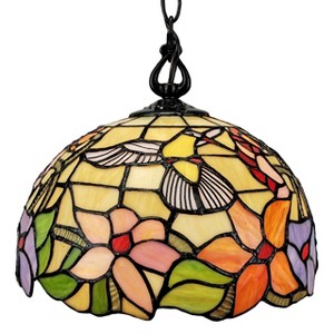 Amora Lighting Tiffany Style Hummingbird 1-light Pendant Lamp 12" Wide - 1 of 3