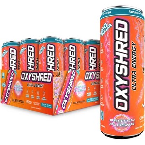 EHPlabs OxyShred Energy Drink - Zero Sugar, Zero Calories, with Amino Acids, Vitamin C, Green Tea Extract & Clean Caffeine - Proton Plasma (12-Pack) - 1 of 4