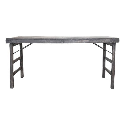 Storied Home Reclaimed Wood Long Folding Table Distressed Blackwashed: Rustic, No Assembly, 275lb Capacity