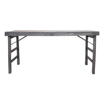 Storied Home Reclaimed Wood Long Folding Table Distressed Blackwashed