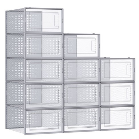  SESENO. 12 Pack Shoe Storage Boxes, Clear Plastic