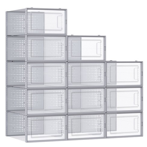 Mpm Shoe Box 12pcs, Stackable Clear Plastic Shoe Organizer, Shoe