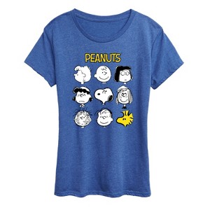 Women's - Peanuts - Many Faces Of Snoopy And Friends Short Sleeve Graphic T-Shirt - 1 of 4