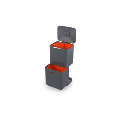 Graphite Dual Compartment Kitchen Trash and Recycling Bin