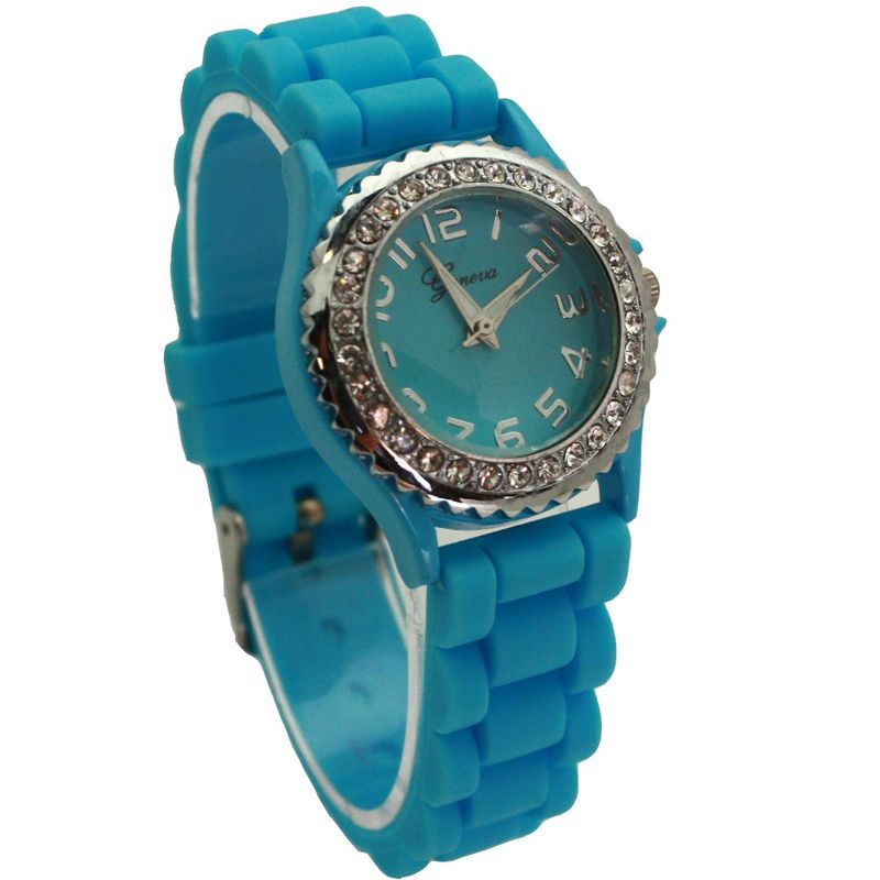 Olivia Pratt Every Day Thin Band Silicone and Rhinestones Colorful Women Watch, 4 of 5