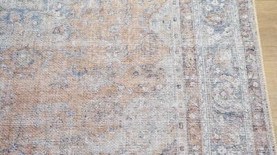 Tahmis Blue and Beige Flat Woven Washable Area Rug 5' x 7'