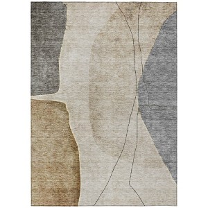 Taupe Beige And Gray Abstract Washable Indoor Outdoor Area Rug - 1 of 4
