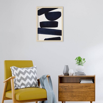 Japandi Zen Abstract Black and White Wood Framed Wall Art