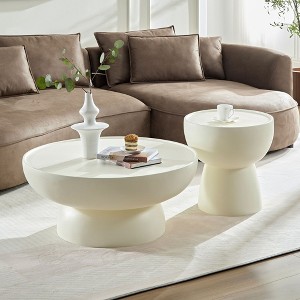 NicBex Fiberglass Cream Style Simple Coffee Table,Elegant Shape Side Table,Center Table for Living Room,Bedroom - 1 of 2