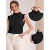Allegra K Women's Summer Solid Ruffle Round Neck Sleeveless Button Up Shirt - 2 of 4