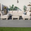Moda Furnishings 5-Person Outdoor Patio Aluminum Wood Grain Sectional Seating Group With Beige Cushions - 3 of 4