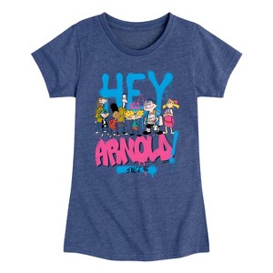 Girls' - Hey Arnold! - Arnold Spray Paint 96 Fitted Short Sleeve Graphic T-Shirt - 1 of 4