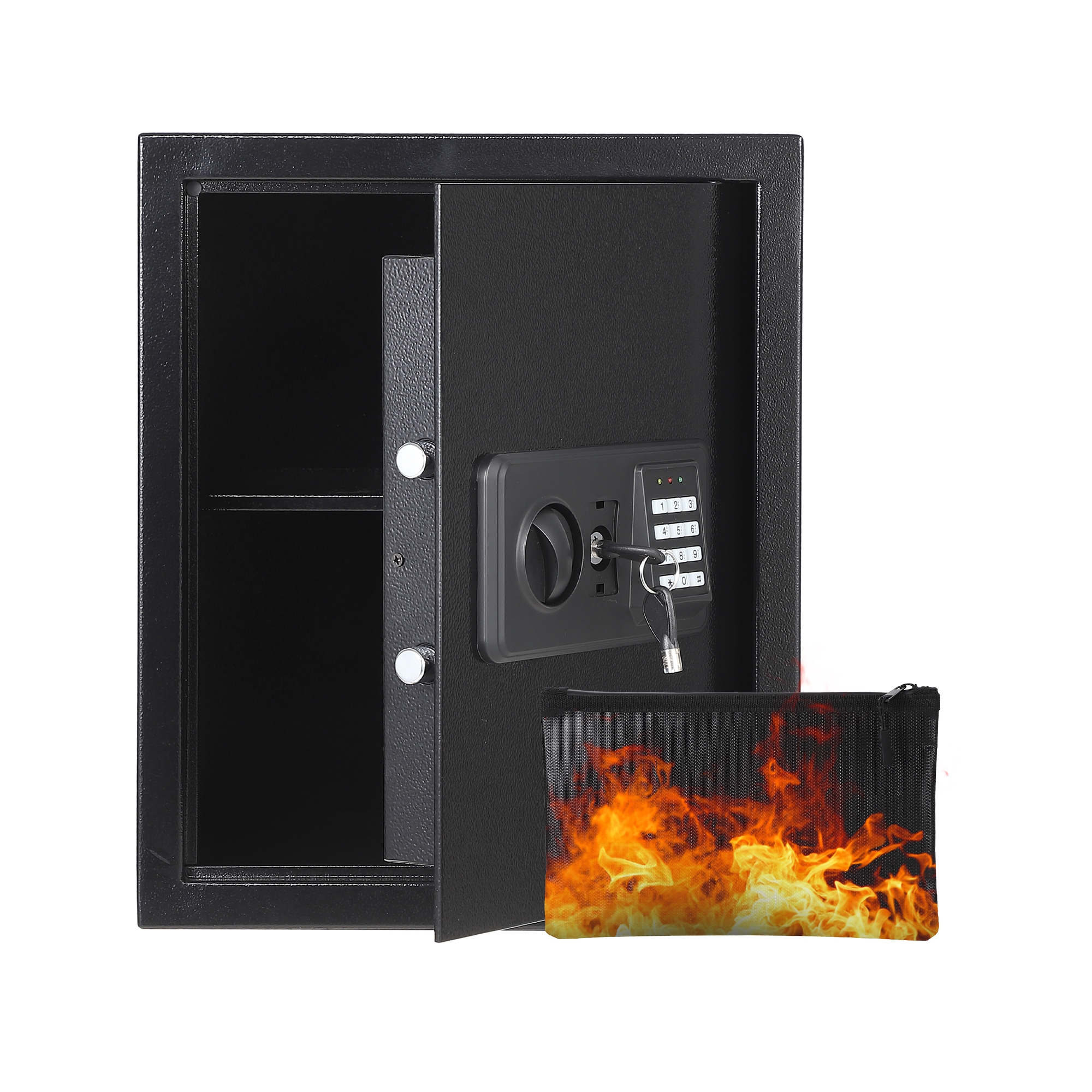 2.5 Cubic Feet Home Office Digital Safe with Fireproof Waterproof Bag Cold Rolled Steel Security Box with Emergency Keys and Removable Shelf Pro