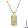 Steeltime 24" Men's stainless steel and stone dog tag lion head pendant. Color Option: Silver, Gold - 3 of 4